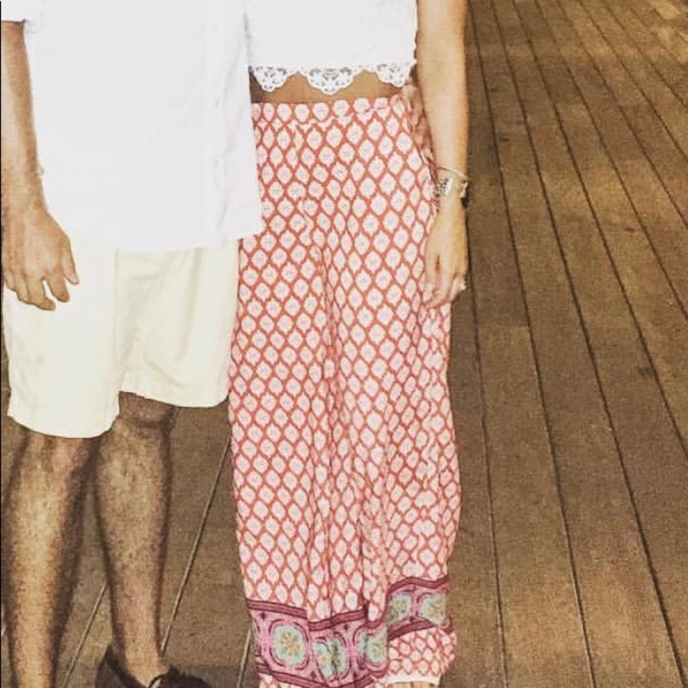 Tribal print wide leg pants